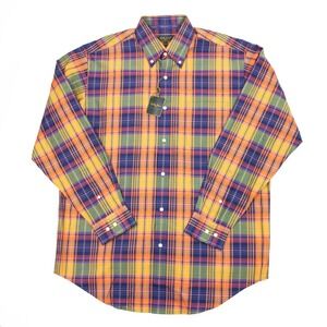 NWT Bobby Jones Mens L Multicolor Check‎ Plaid Long Sleeve Button Front Shirt